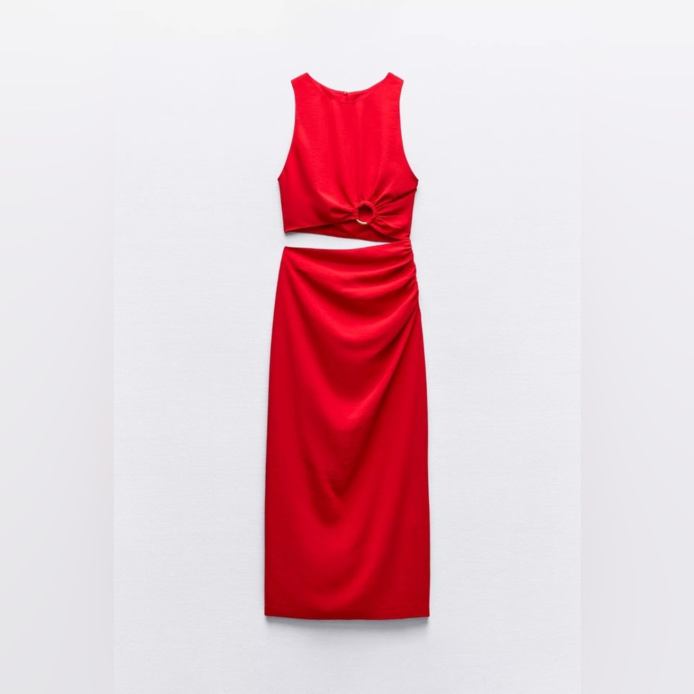 ZARA Elegant Red Sleeveless Dress